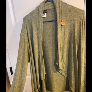 olive green button-up cardigan